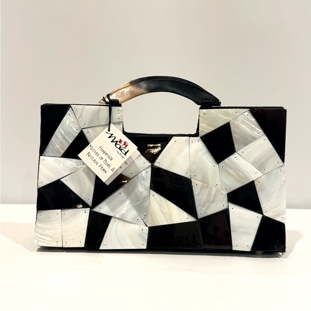 Mad by Design Handmade Mother of Pearl & Natural Horn Geometric Women's Bag
